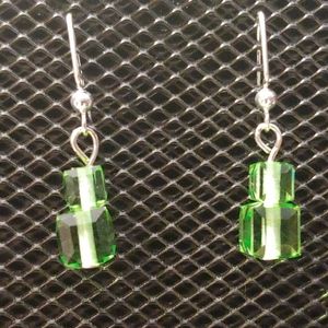 3/$20 | Green crystal cube dangle earrings